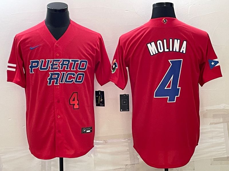 Men 2023 World Cub #4 Molina Red Nike MLB Jersey2->more jerseys->MLB Jersey